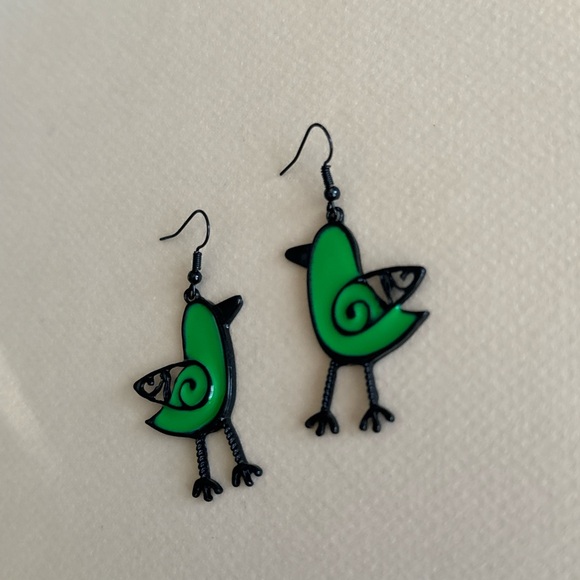 Green Bird Earrings N1973 - Picture 5 of 6